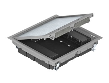 Лючок GES9 55U (Система 55) для 8 розеток Modul45 в 2xMT45V и 2xRJ45 в 2xMPMT45 (полиамид серый)