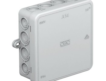 Коробка распределительная A14, 100x100x40 мм, IP55, 16 каб вводов, крышка без винтов, серая (AP10)