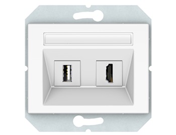 HDMI и USB розетка, без рамки, белая