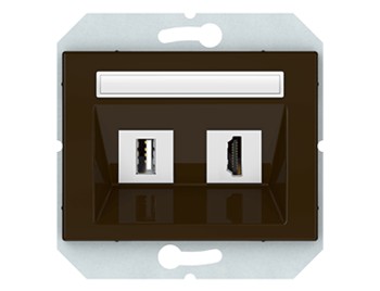 HDMI и USB розетка, без рамки, черная