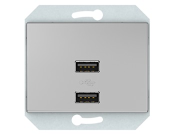 USB зарядное устройство двухместное 2xUSB 3,4 А без рамки