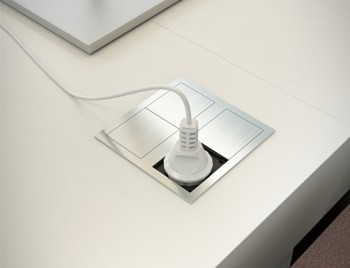 Электроустановочный модуль со сдвигающейся крышкой  VersaHIT (1 розетка 220V + 2 USB 5V, никель)