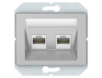 Kомпьютерная розетка RJ45, Тайвань, двухместная б\р, серая