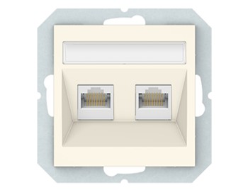 Kомпьютерная розетка RJ45, Тайвань двухместная, б\р, слоновая кость
