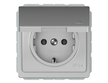 РОЗЕТКА с заземлением и крышкой (IP44), без рамки