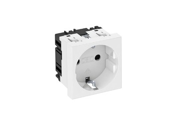 Розетка силовая 0° одинарная 2К+З, 1 модуль Modul45, 45х45 мм, со шторками, 16А 250В алюминиевый