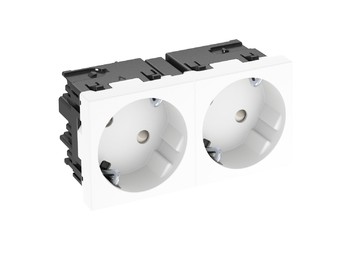 Розетка силовая 33° двойная 2х2К+З Modul45connect, со шторками, 16А 250В белая