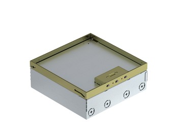 Лючок UDHOME9 пустой 12 розеток Modul45 (в крышке выемка 15мм) h=95-125 мм, нагрузка 1529 кг, латунь